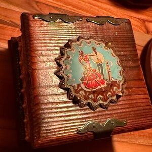 Vintage Spanish Flamenco Dancer Trinket Box – Wood & Metal – Mid Century Decor